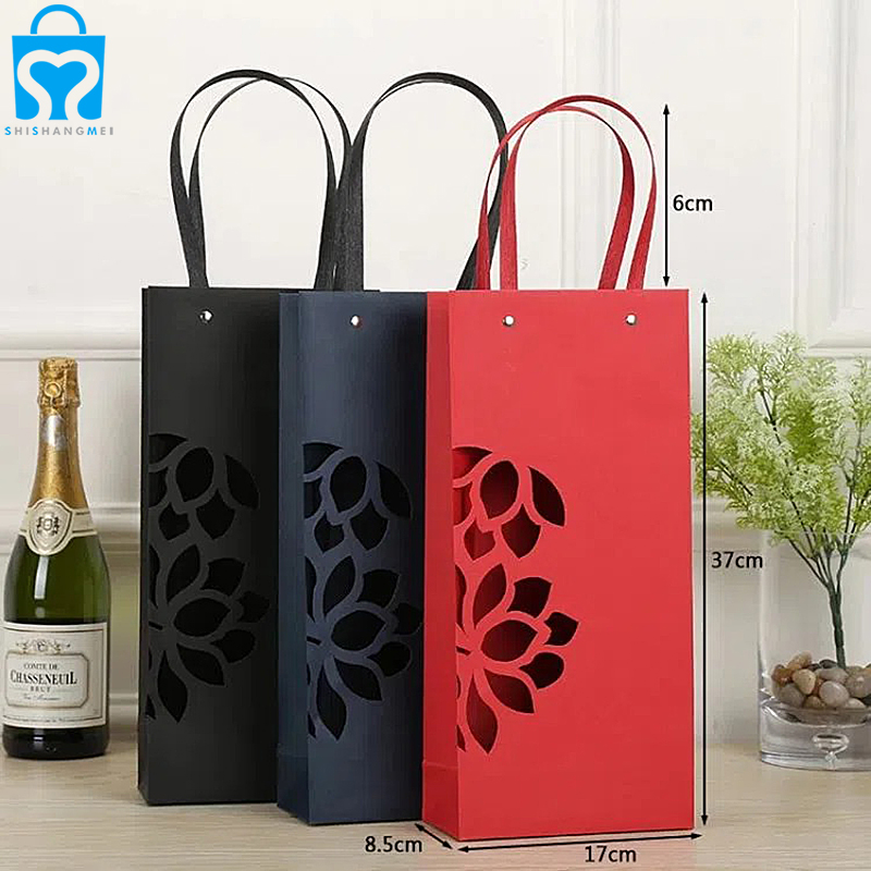 Supply Custom logo recycled wine flower kraft carry paper packaging ...