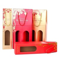 Personnalisé imprimé recyclage bouteilles de vin réutilisables à emporter cadeau fourre-tout papier sac ouvert sacs à provisions avec fenêtre découpé poignées