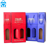 Personnalisé imprimé recyclage bouteilles de vin réutilisables à emporter cadeau fourre-tout papier sac ouvert sacs à provisions avec fenêtre découpé poignées