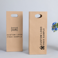 Recyclage kraft bouquet papier sac fleur séchée floral baril de vin papier épicerie cadeau emballage sacs avec poignées découpées