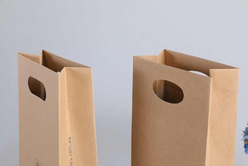 Recyclage kraft bouquet papier sac fleur séchée floral baril de vin papier épicerie cadeau emballage sacs avec poignées découpées