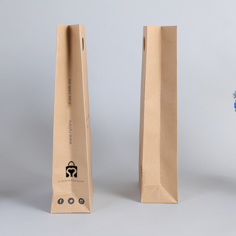 Recyclage kraft bouquet papier sac fleur séchée floral baril de vin papier épicerie cadeau emballage sacs avec poignées découpées