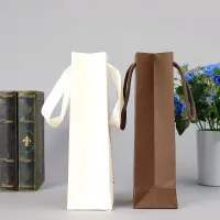 Sac à provisions en papier kraft cadeau cadeau vin bouquet de fleurs kraft marron blanc réutilisable