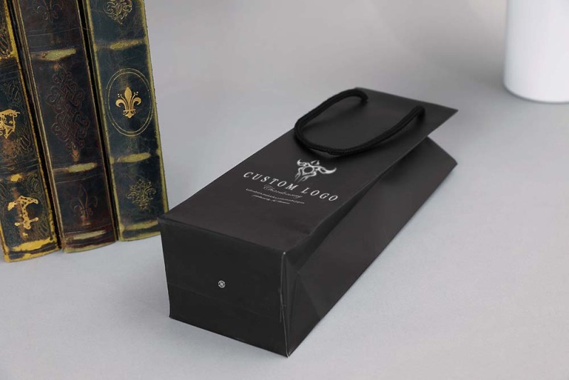 Mat siyah kabartmalı alüminyum altın varak şarap hediye karton alışveriş ambalajı kağıt torbalar