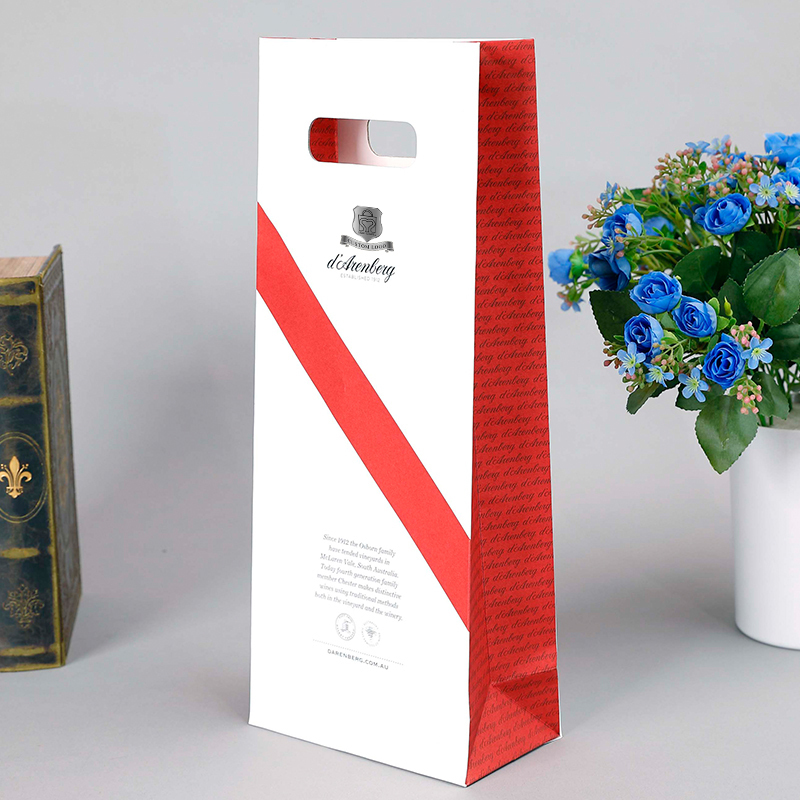 Sac en papier d'emballage de cadeau de vin de fleurs imprimées par logo de marque respectueux de l'environnement