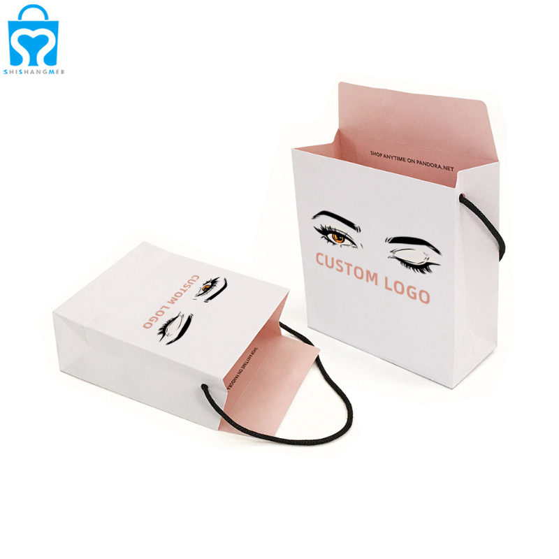 Carton petit mini sac en papier artisanal logo sac cadeau beauté cosmétique cadeau bonbons papier sac de transport beauté boutique boutique