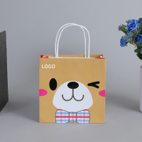 Pas cher écologique 340mm papier stand up sac mignon luxe dessin animé shopping cadeau papier sac ours miel sanrio personnalisé
