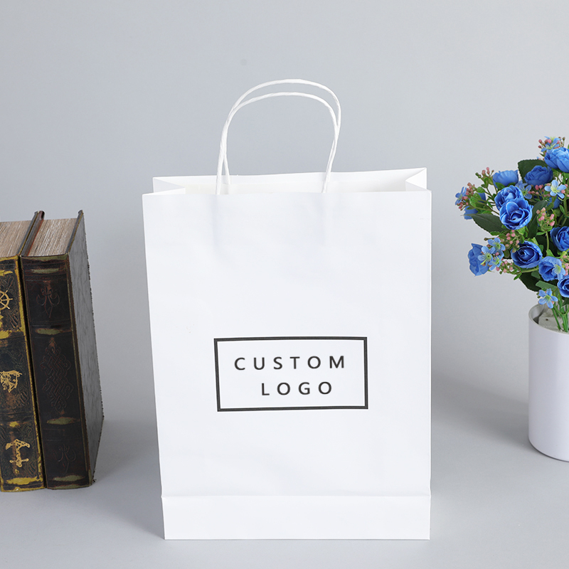 Cheap custom log recycling white pharmacy prescription retail take out tea shoes clothing retail grocery paper bag