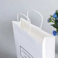 Cheap custom log recycling white pharmacy prescription retail take out tea shoes clothing retail grocery paper bag