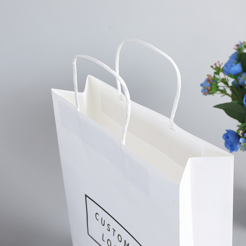 Cheap custom log recycling white pharmacy prescription retail take out tea shoes clothing retail grocery paper bag