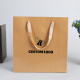 Recyclable High end soft lamination embross logo luxury product brown craft small shopping paper gift bags ribbon handles