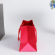 Bolsa de papel roja de lujo, lámina de oro personalizada, papel de arte elegante, boutique de compras al por menor, bolsas de papel finas para regalo, embalaje con su propio logotipo