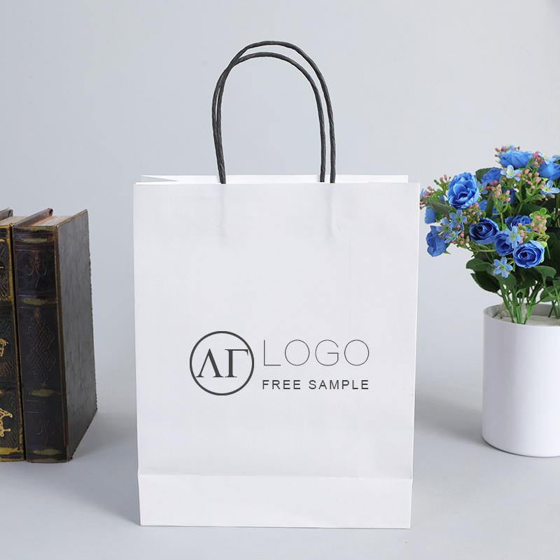 Sac en papier blanc bouquet de fleurs emballage disque vinyle mini jeux cadeau papier kraft sacs de restauration avec votre propre logo