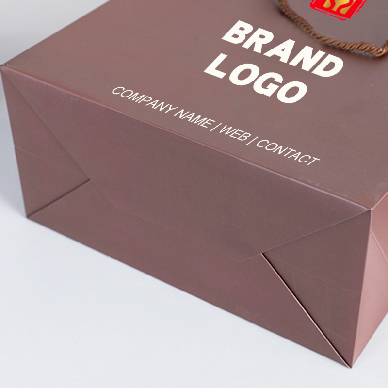 Sangles épaisses brunes écologiques ptp torsion poignée de corde de coton imprimé sac de papier commercial au détail