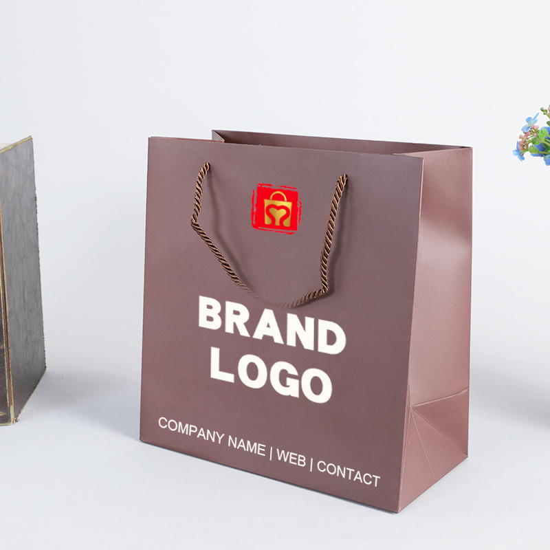 Sangles épaisses brunes écologiques ptp torsion poignée de corde de coton imprimé sac de papier commercial au détail