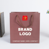 Sangles épaisses brunes écologiques ptp torsion poignée de corde de coton imprimé sac de papier commercial au détail