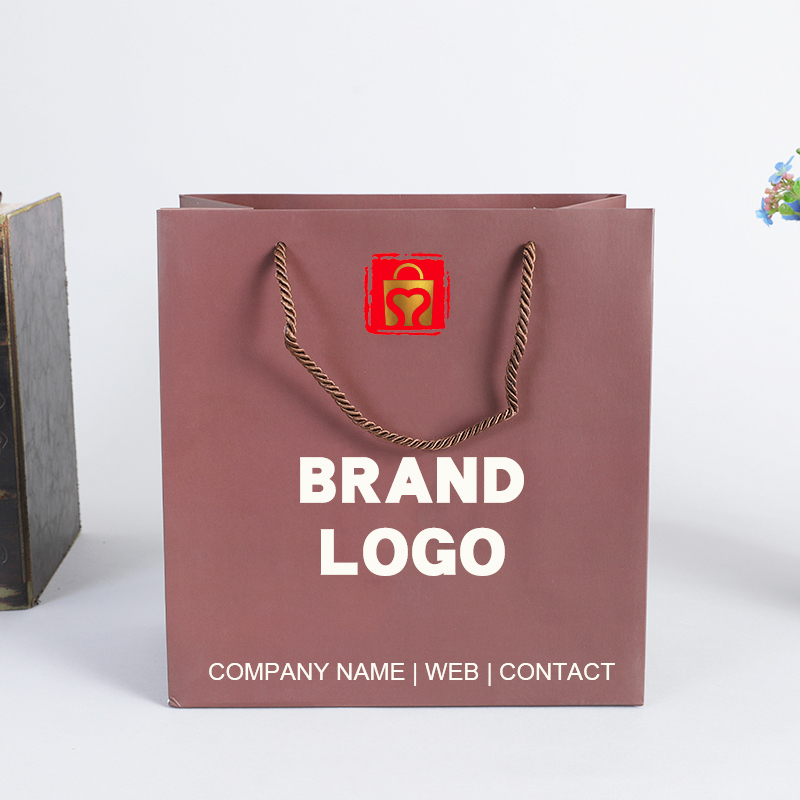 Sangles épaisses brunes écologiques ptp torsion poignée de corde de coton imprimé sac de papier commercial au détail