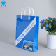 Euro tote pequeña bolsa de regalo de compras de papel comercial de bienvenida con laminación azul brillante con su propio logotipo