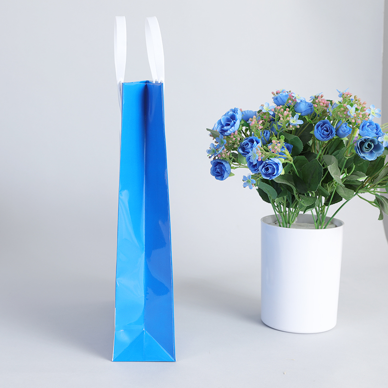 Euro tote small blue glossy lamination welcome business paper shopping gift bag with your own logo