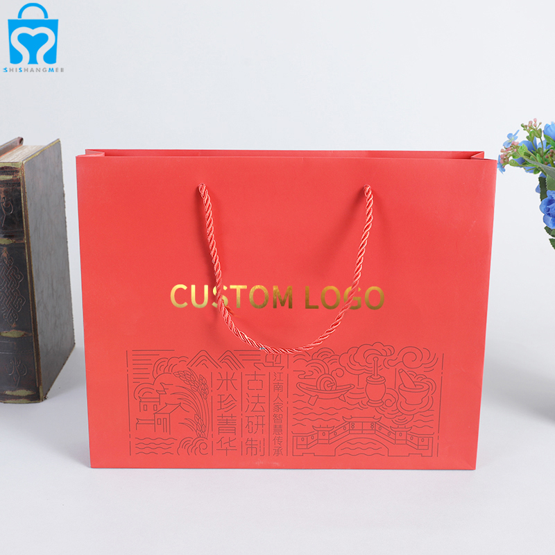 Bijoux de vêtements petit cadeau parfum emballage shopping sac en papier avec logo poignées