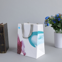 Boutique européenne colorant des sacs à provisions en papier de maquillage de toilette cosmétique avec poignée en ruban