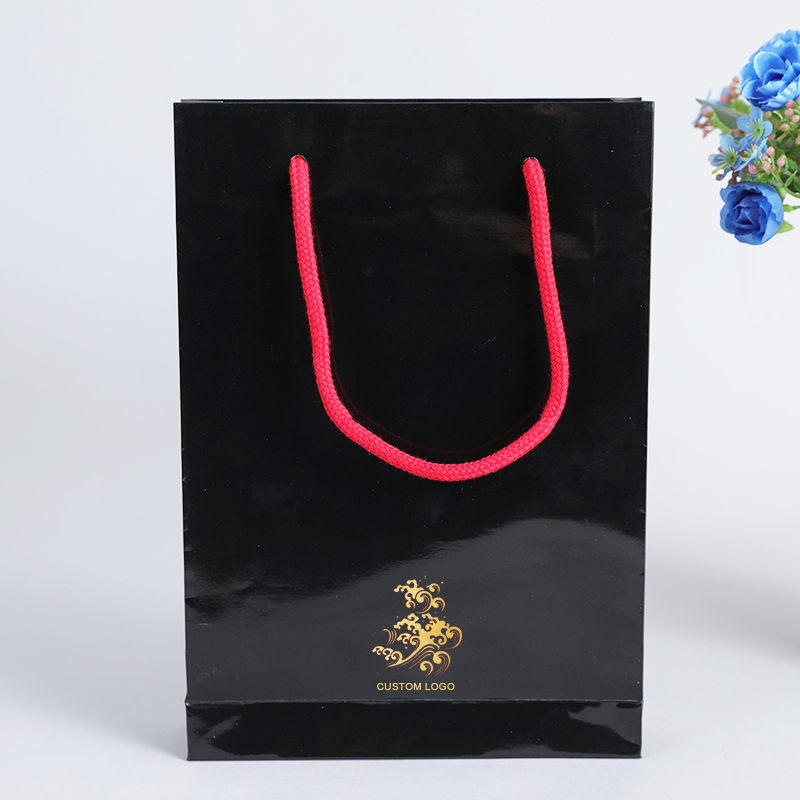 Глянцевая дизайнерская плоская алюминиевая фольга с подкладкой из бутика, подарок, спасибо, черные упаковочные бумажные пакеты