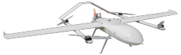 50 kg olie-aangedreven UAV met verticale lift en vaste vleugel (VTOL).
