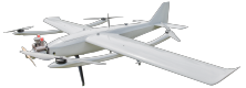 UAV ad ala fissa con sollevamento verticale da 40 kg alimentato a petrolio