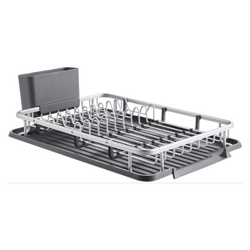 Aluminum Compact Dish Rack With Utensil Holder