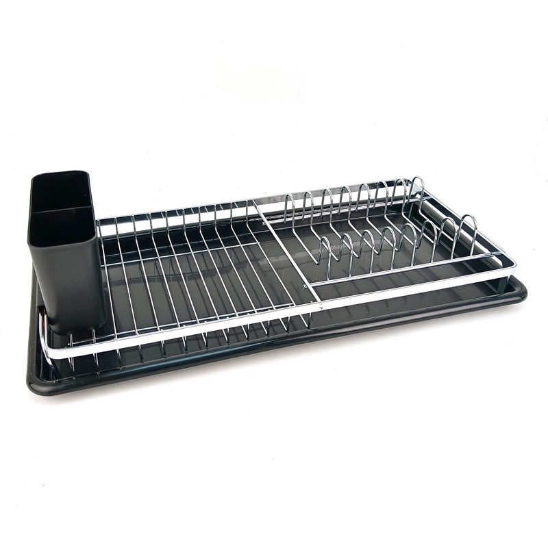Aluminum Compact Dish Rack With Utensil Holder