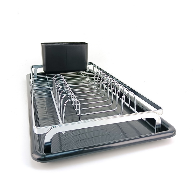 Aluminum Compact Dish Rack With Utensil Holder