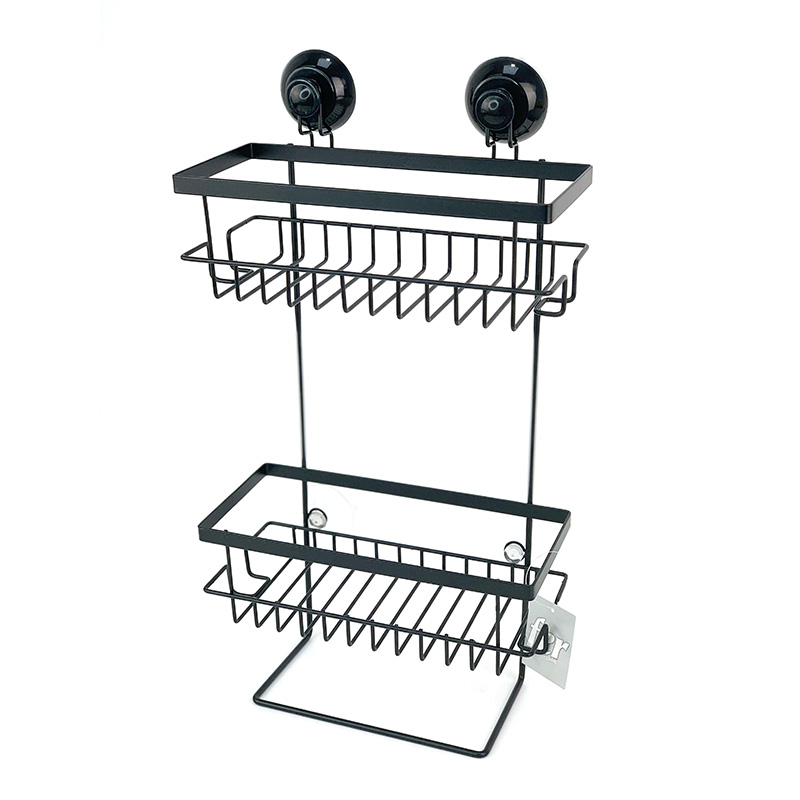 Estante de baño colgante negro con toallero Estante de baño colgante negro con toallero