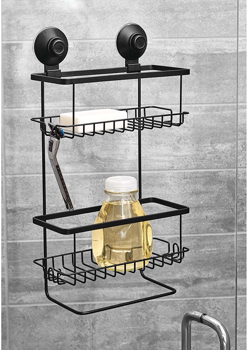 Black Hanging Bath Rack With Towel Holder