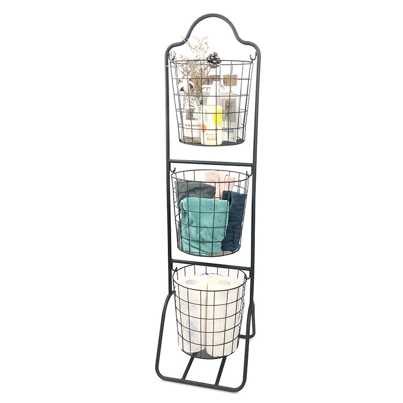 Bathroom 3 Tiers Wire Basket Organizer Stand