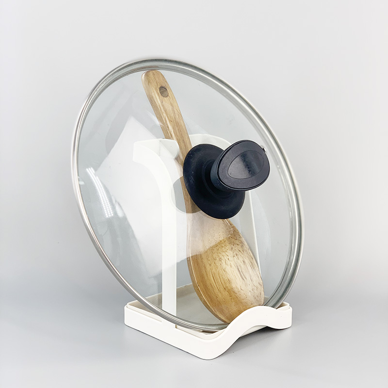 White Metal Spoon Stand Holder And Pot Lid Rack