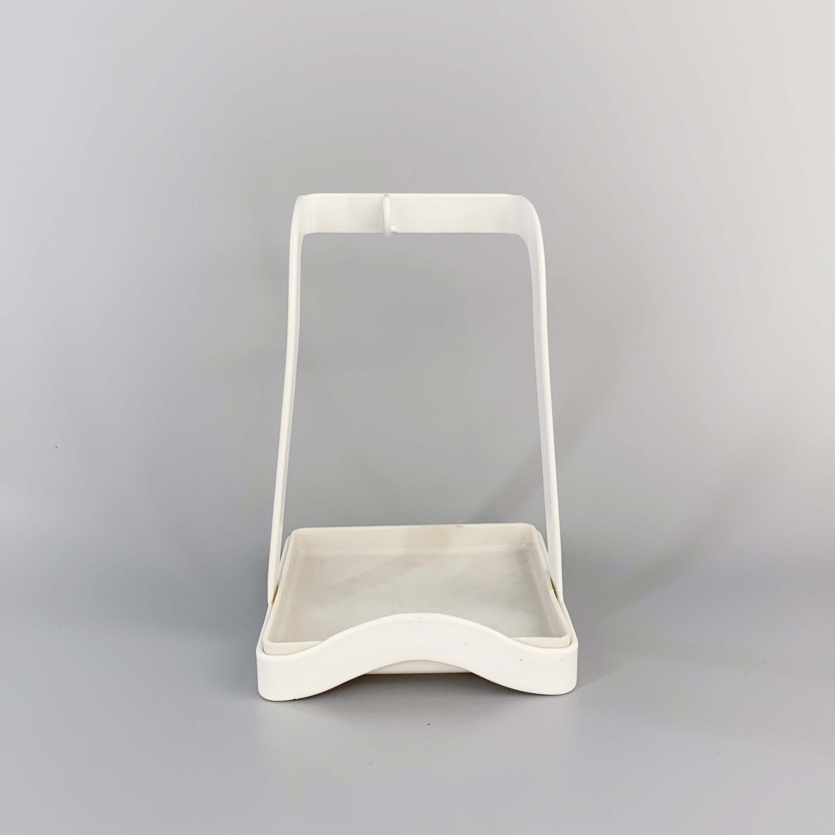 White Metal Spoon Stand Holder And Pot Lid Rack