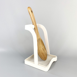 White Metal Spoon Stand Holder And Pot Lid Rack