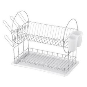 Estante para platos de cocina de 2 niveles con soporte de vidrio desmontable