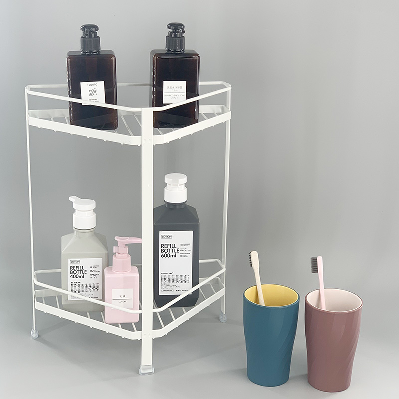 Bathroom Corner Shelf Stand With Hooks