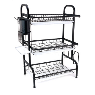 Juego de escurridor de platos de cocina compacto de 2 niveles