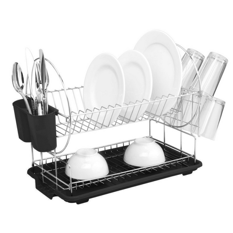 2 Tier Kitchen Dish Rack With Detachable Glass Holder