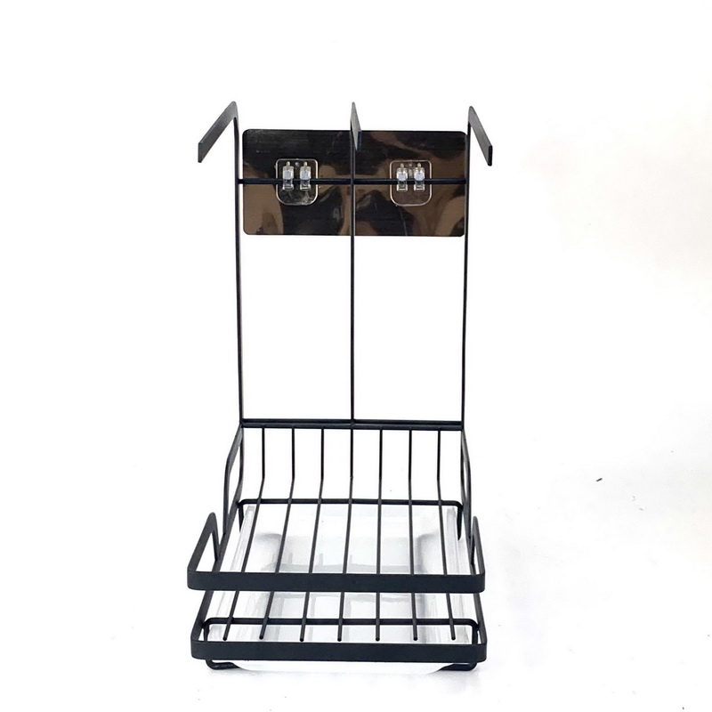 Metal Black Sponge Holder With Drain Pan