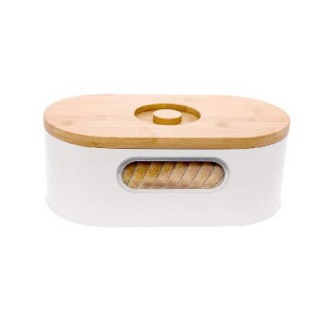 Bread Box With Window And Bamboo Cutting Board Lid