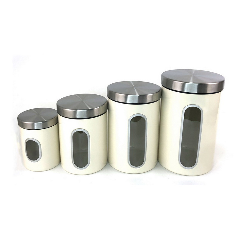 Metal Kitchen Jars With See Through Window