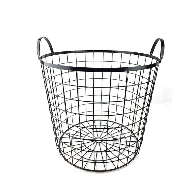 Cesta de lavandería de alambre de hierro negro Cesta de lavandería de alambre de hierro negro