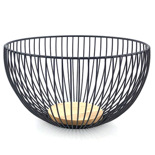 Penyimpanan Buah Meja Kawat Hitam yang Dapat Ditumpuk