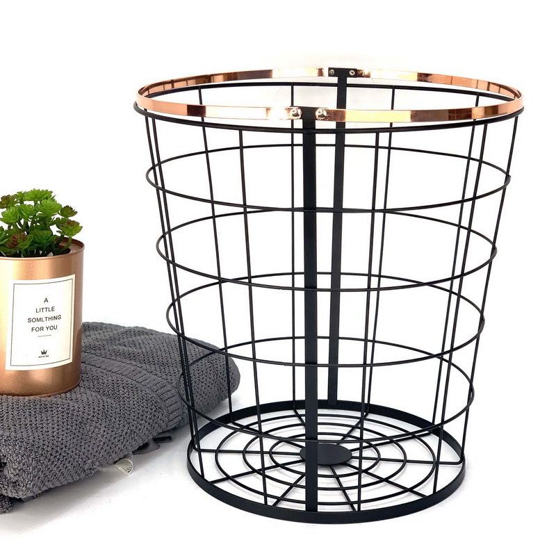 Cesta de lavandería de alambre de hierro negro