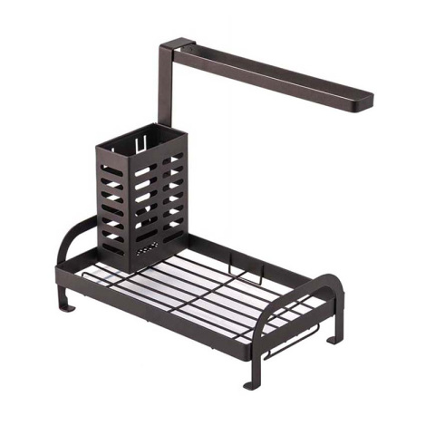 Soporte para pa?o de cocina con cepillo de jabón para fregadero con bandeja de goteo extraíble