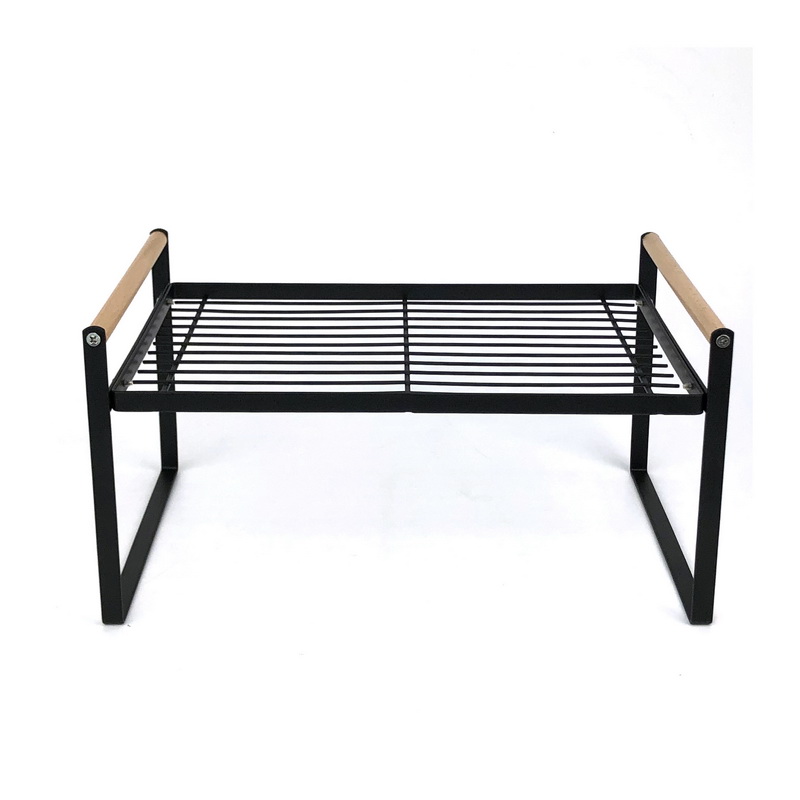 Carbon Steel Kitchen Cabinet Shelf Rack With Wood Handle