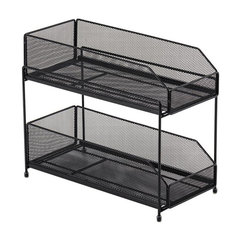2 Tier Sliding Mesh Silver Basket Organizer Drawer